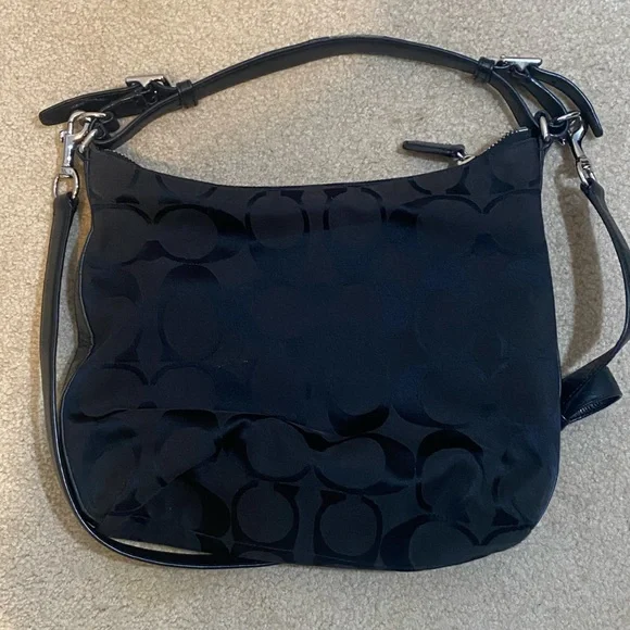 COACH  MONOGRAM CANVAS SHOULDER / CROSSBODY TOTE BAG BLACK - Picture 3 of 7